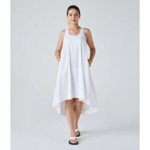 Halara Breezeful Racerback High Low Flowy Midi Dress With Pockets White 3XL
